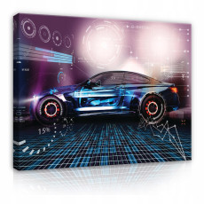 Tableau pour chambre d'enfant garçon voiture joueur 100x70