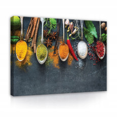 Tableau pour la cuisine épices herbes couverts 120x80