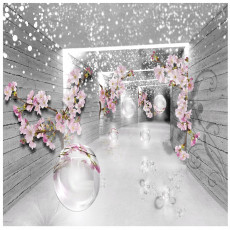 Papier peint 3D tunnel fleurs illusion pour chambre à coucher salon papier peint mural 350x250