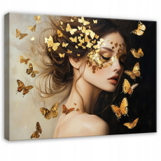Tableau femme glamour papillons pour chambre à coucher salon cuisine sur toile 40x30