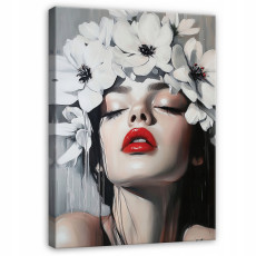 Tableau femme fleurs lèvres pour chambre à coucher salon cuisine sur toile 60x40