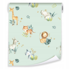 Papier peint pour chambre d'enfant sur intissé animaux pour enfants