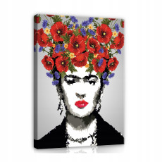 Tableau Frida Kahlo pour le salon, fleurs, grand format 60 x 40