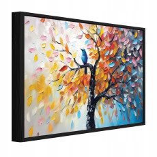 Tableau sur toile dans un cadre noir : arbre, abstraction, salon, chambre à coucher, 120 x 80