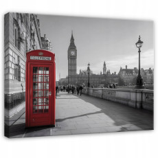 Tableau représentant Big Ben en noir et blanc, pour la chambre ou le salon, sur toile, 90 x 60 cm