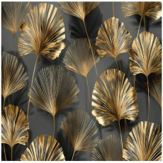 Papier peint abstrait feuilles dorées chambre à coucher salon papier peint intissé 350x250