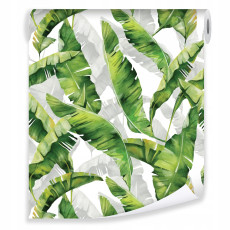 Papier peint feuilles vertes sur intissé papier peint mural