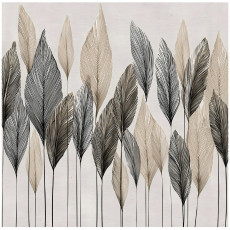 Papier peint abstrait beige bohème avec des feuilles pour la chambre à coucher ou le salon 150x105