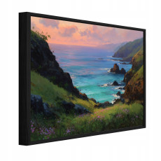 Tableau sur toile dans un cadre noir : paysage océanique pour le salon ou la chambre à coucher, 40 x 30