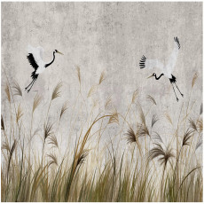 Papier peint photo grues oiseaux herbe de pampa pour chambre à coucher salon papier peint 250x175