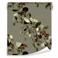 Papier peint feuilles abstraction vintage sur intissé mur salon chambre à coucher