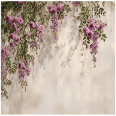 Papier peint mural avec des fleurs suspendues et des roses – chambre à coucher, salon – papier peint intissé 250 x 175