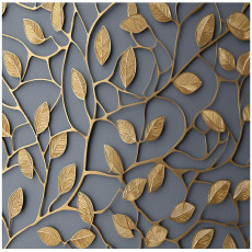 Papier peint abstrait feuilles dorées pour la chambre à coucher ou le salon 250x175