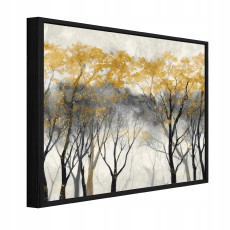 Tableau dans un cadre noir sur toile forêt arbres salon doré chambre à coucher 120x80