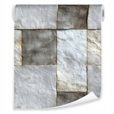 Papier peint imitation pierre et brique sur intissé pour salon et chambre à coucher