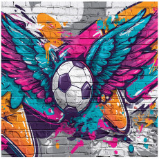 Papier peint pour chambre d'enfant garçon : football et graffiti, 200 x 140 cm