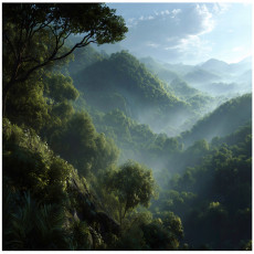 Papier peint jungle brouillard forêt nature chambre salon papier peint intissé 350x250