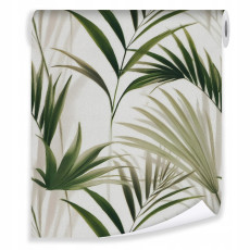 Papier peint feuilles herbe bohème tropical sur intissé mur salon chambre à coucher