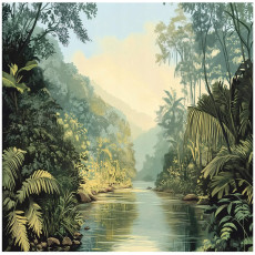 Papier peint jungle nature vert chambre salon papier peint intissé 250x175