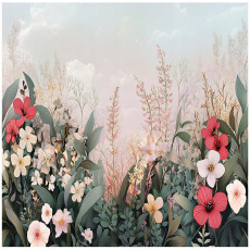 Papier peint photo fleurs des champs coquelicots nature pour mur chambre salon 300x210