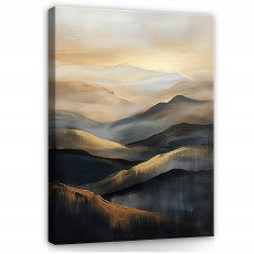 Tableau abstrait doré et noir sur toile pour la chambre à coucher ou le salon 120x80