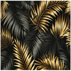 Papier peint photo feuilles dorées noir glamour chambre à coucher salon intissé 400x280