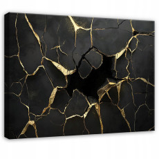 Tableau noir et or marbré pour chambre à coucher, salon ou cuisine sur toile 60x40