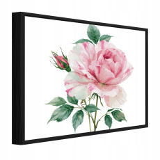 Tableau dans un cadre noir sur toile : fleurs, rose, nature, salon, chambre à coucher, 90 x 60