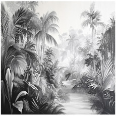 Papier peint jungle noir et blanc chambre à coucher salon papier peint intissé 400x280