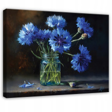 Tableau représentant des fleurs dans un vase vintage pour chambre à coucher ou salon, sur toile 120 x 80