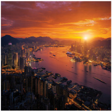 Papier peint photo ville la nuit Hong Kong chambre à coucher salon papier peint intissé 150x105