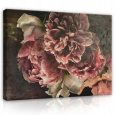 Tableau fleurs vintage rétro sur toile grand format 120x80