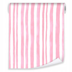 Papier peint pour enfants à rayures roses aquarelle pour la chambre d'enfant