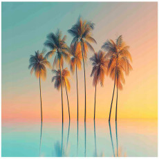 Papier peint photo palmiers coucher de soleil nature pour mur chambre salon 300x210