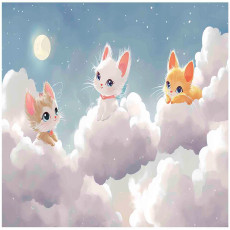 Papier peint pour enfants chats sur les nuages papier peint pour chambre d'enfant 300x210