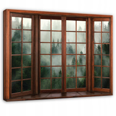 Tableau 3D représentant une forêt dans la brume, vue sur la nature, idéal pour une chambre ou un salon, sur toile, 100 x 70 cm