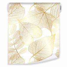 Papier peint feuilles dorées intissé rouleau pour chambre à coucher