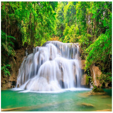 Papier peint photo cascade dans la forêt 3D pour chambre à coucher salon papier peint mural 150x105