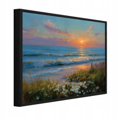 Tableau dans un cadre noir sur toile : mer, paysage, nature, salon, chambre à coucher, 90 x 60