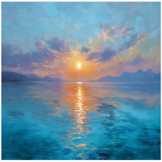 Papier peint paysage océan soleil pour chambre à coucher ou salon, papier peint intissé 150 x 105