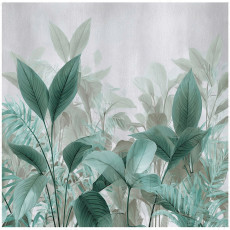 Papier peint photo feuilles 3D vert béton gris pour mur chambre salon 250x175