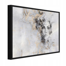 Tableau dans un cadre noir sur toile loup forêt nature salon chambre à coucher 120x80