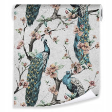 Papier peint paon béton rouleau intissé papier peint mural