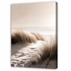 Tableau représentant une plage, la mer et la nature, en sépia, paysage, pour chambre à coucher ou salon, sur toile, 100 x 70