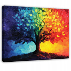 Peinture arbre abstraction colorée pour chambre à coucher salon sur toile 100x70