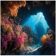 Papier peint photo océan grotte 3D récif chambre salon papier peint intissé 250x175