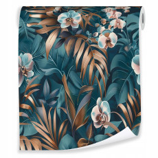 Papier peint feuilles tropicales fleurs sur intissé mur salon chambre à coucher rouleau