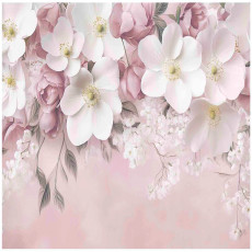 Papier peint floral suspendu rose béton pour la chambre à coucher et le salon 350x250