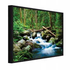 Tableau dans un cadre noir sur toile forêt ruisseau nature salon chambre à coucher 100x70