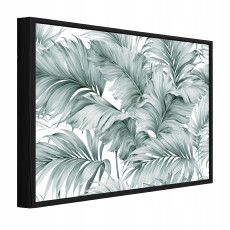 Tableau dans un cadre noir sur toile, feuilles vertes, salon/chambre à coucher, 60 x 40